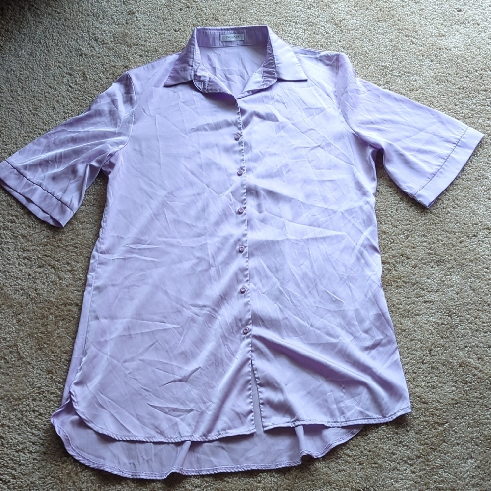 Lavender Button-Up Mini Dress